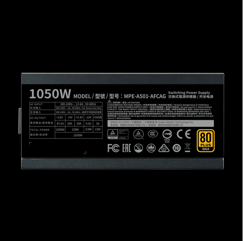 Cooler Master MWE GOLD 1050-V2 1050W Power Supply - تصویر 4